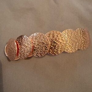 Rose Gold Textured Disc Bracelet